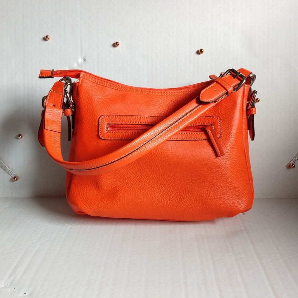 *SOLD**Chaps Orange Zipper and Snap Bag - Picture 2 of 5